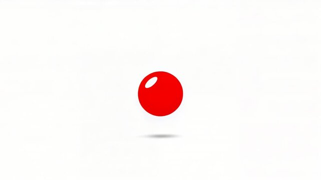Playback starting red sphere rising over white backdrop, shadow shifting, white highlight, bouncing