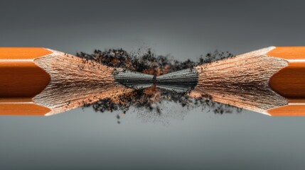 Sharpened pencil with delicate graphite tip and wood shavings around core. Concept of precision, detail, creativity, art, education, and learning tool.
