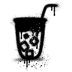 Drink cup graffiti with black spray paint.vector illustration.