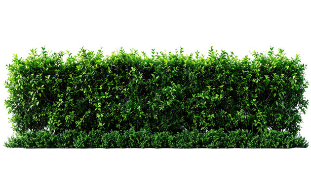 Lush green hedge wall stands against a black backdrop, densely packed with leaves and a neatly trimmed base