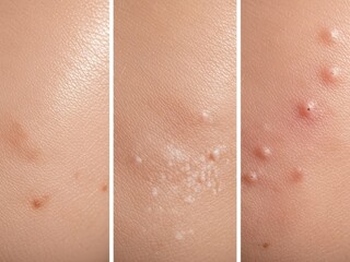 Fototapeta premium Closeup images of skin with various acne and blemish conditions on human face