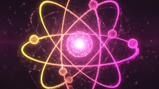 Glowing blue vector art illustration of an abstract astronomy background featuring a solar atom and planet earth amidst a galaxy of stars and light energy in the dark universe space