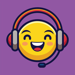 Happy Smiley with Headset Illustration