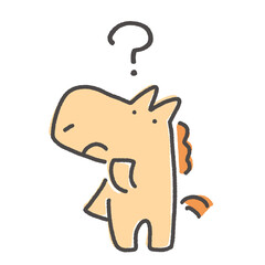 上を向いて考えるかわいい馬キャラクター疑問・悩む・はてなマーク