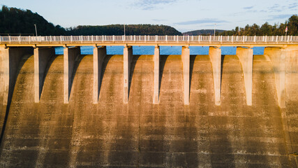 Rappbode Dam at Sunrise in the Harz Mountains, Germany