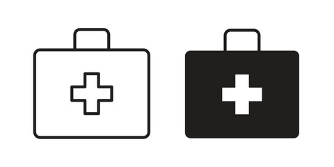 Obraz premium First aid kit icons collection. Line vector sign, symbol for web and mobile
