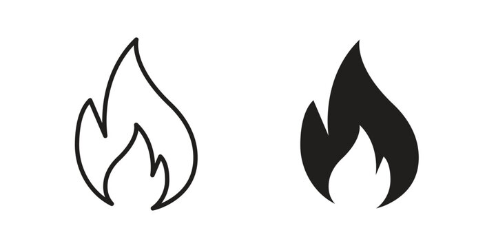 Fire icons collection. Line vector sign, symbol for web and mobile