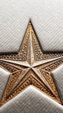 Vertical video: Starting camera push toward 5-point gold star closeup revealing filigree to inspect