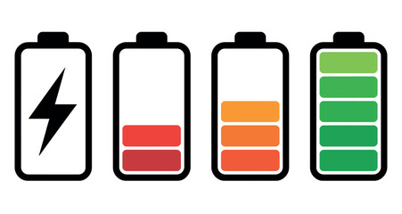 Battery Level Indicators with Charging Symbol