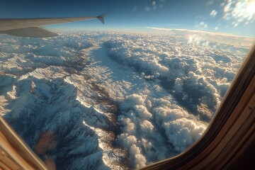 Under the wing of an airplane. Generative AI