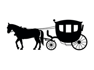 Black Horse Drawn Carriage Silhouette