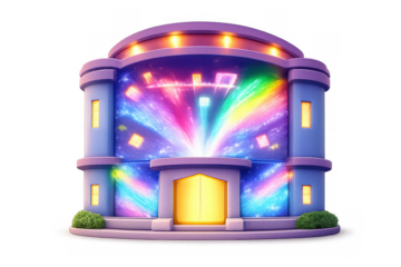 Vibrant building projection mapping with colorful light effects for event design