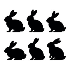 Black Silhouette Rabbits on White