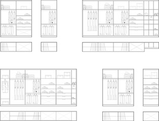 Modern Wardrobe Interior Design Technical CAD Drawing Elevations and Plans. 5