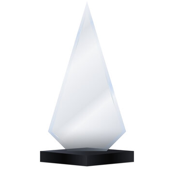 Acrylic glass arrow-shaped prize with polished crystal edges, soft light reflection, and customizable award plate perfect for corporate recognition, championship awards, and professional design presen