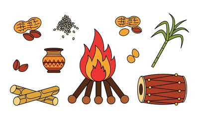 Vibrant lohri festival celebration showcasing traditional elements, bonfire, and harvest goods