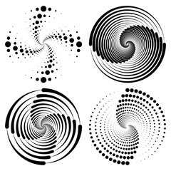 black and white spiral halftone spiral background retro black template vector