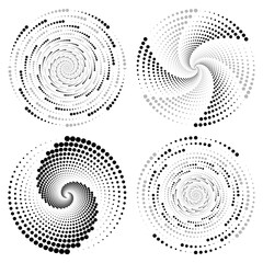 set of abstract vector elements halftone spiral background retro black template vector