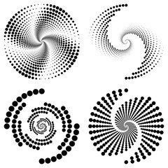 set of abstract vector elements halftone spiral background retro black template vector
