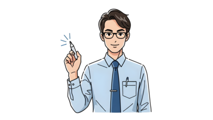 Illustration of a businessman holding a pen