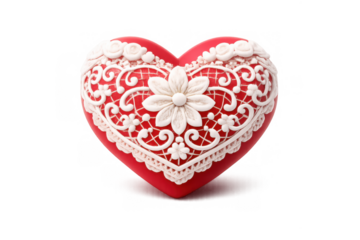 Elegant lace heart icon with floral design for valentine's day decor and craft projects