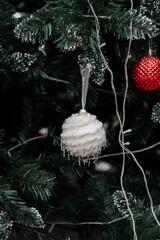 Christmas Ornaments: Festive holiday decorations with intricate design, Christmas tree decor, winter holiday season. 