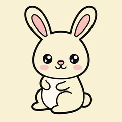 Adorable white bunny rabbit sitting vector character
