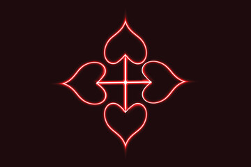 Glowing neon intertwined hearts symbolizing eternal love and deep affection
