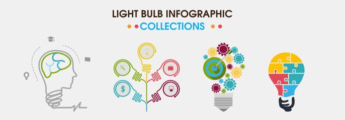 Light Bulb Infographic Collection for Innovation and Business Ideas