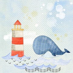 Watercolor sea card.