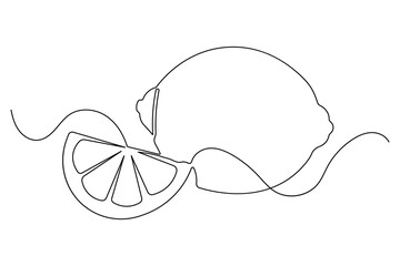 Continuous line drawing of a lemon icon minimalist design