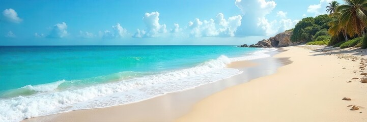 Vibrant ocean blue transitioning to sandy beige, illustration, sky