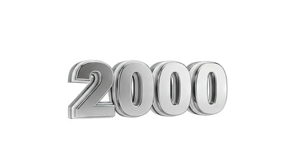 Silver 2000 Number Isolated on White Background