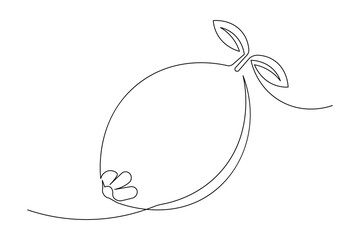  Single line art illustration of a lemon continuous outline drawing