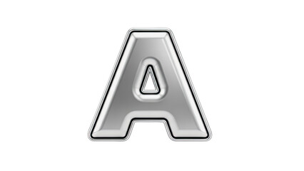 Silver Letter A Isolated on White Background
