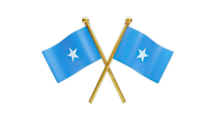 Somalia Flags Crossed on White Background