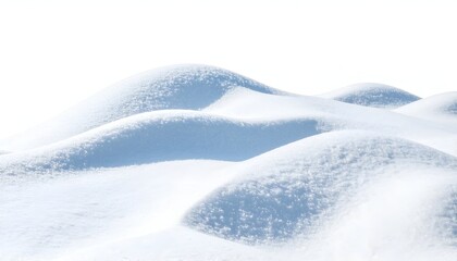 Rolling white landscape of freshly fallen snow, with soft shadows, against a plain background