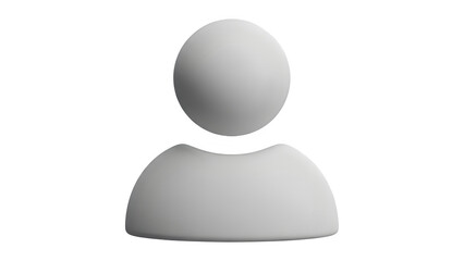 Minimalist white 3d user icon isolated on transparent background