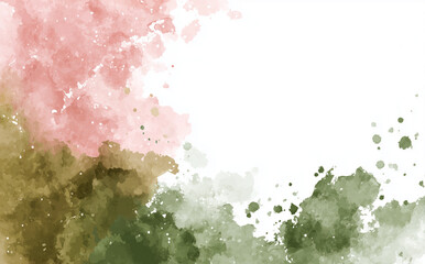Pink Green Watercolor Abstract Background with Soft Paint Texture