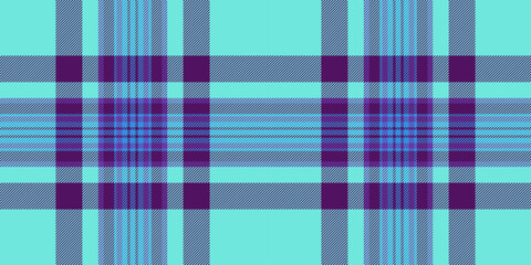 Diverse tartan seamless background, menswear pattern textile texture. Famous vector fabric check plaid in teal and purple colors.