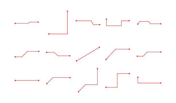 Collection of minimal callout and connector lines with dots on white background. Suitable for infographic, UI design, data visualization, presentation, diagram, and modern graphic layout needs.