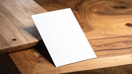 Premium Flyer Mockup Angled on Rustic Wooden Table