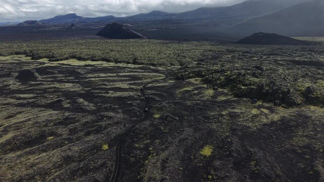 Off Road Buggy Convoy Driving on Lava