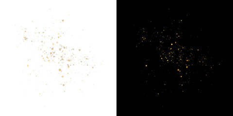 Gold shine sparkle glitter wave light particles on a transparent background. Golden glowing dust texture with bright luxury glow, 
