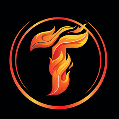 Fire Letter T Logo Design – Flaming Typography Monogram Emblem Vector