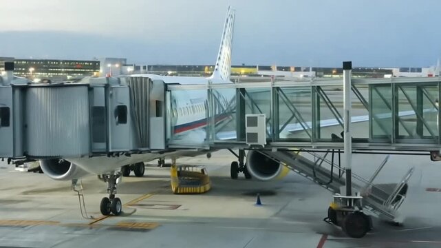 Passenger boarding bridge (PBB) or finger at the airport. Skybridge.