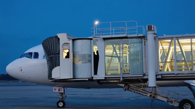 Passenger boarding bridge (PBB) or finger at the airport. Skybridge.