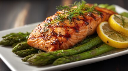Grilled salmon and asparagus