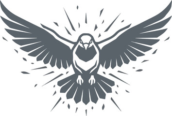 Obraz premium Dove in Flight with Radiating Light Symbol of Peace.