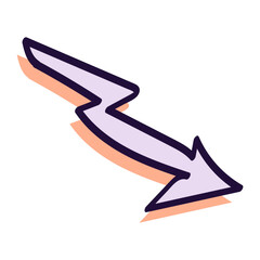 Handdrawn Zigzag Arrow Pointing Down